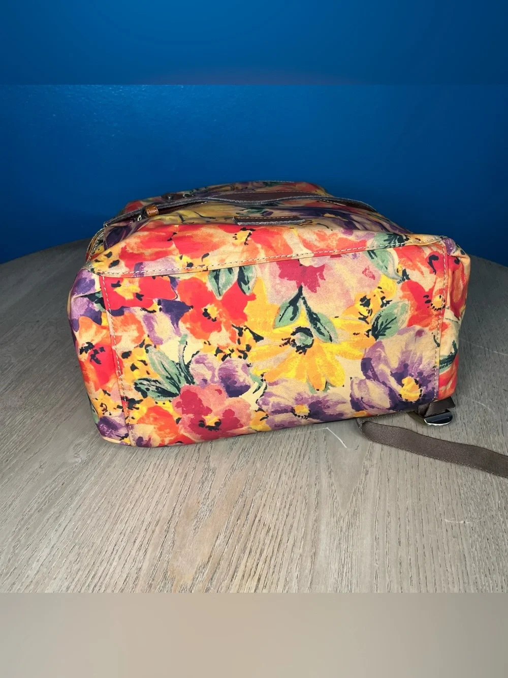 Patricia Nash Karina Backpack Floral Spring Multi Leather Canvas Travel School